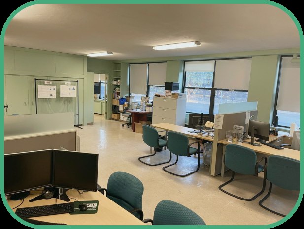 A workspace at the Brazilian-American Center in Framingham, shown on the organization’s About page.