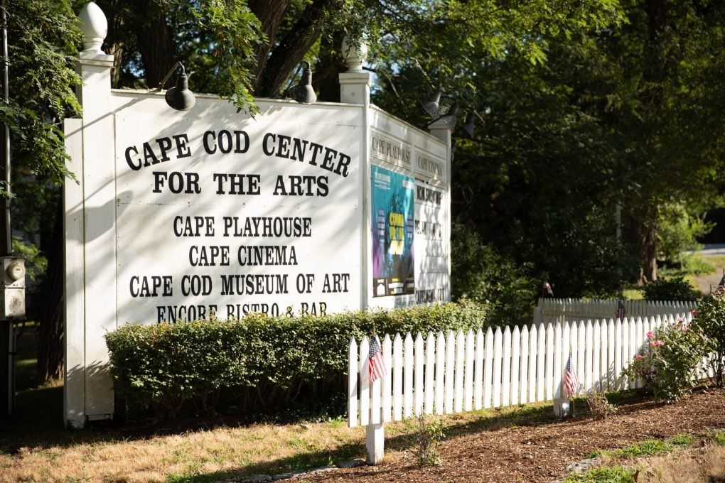 The entrance sign for the Cape Cod Center for the Arts, home of the Cape Playhouse in Dennis.