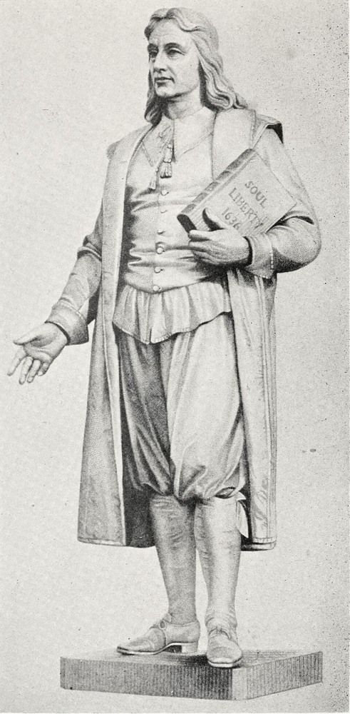 Statue commemorating Roger Williams, made by Franklin Simmons