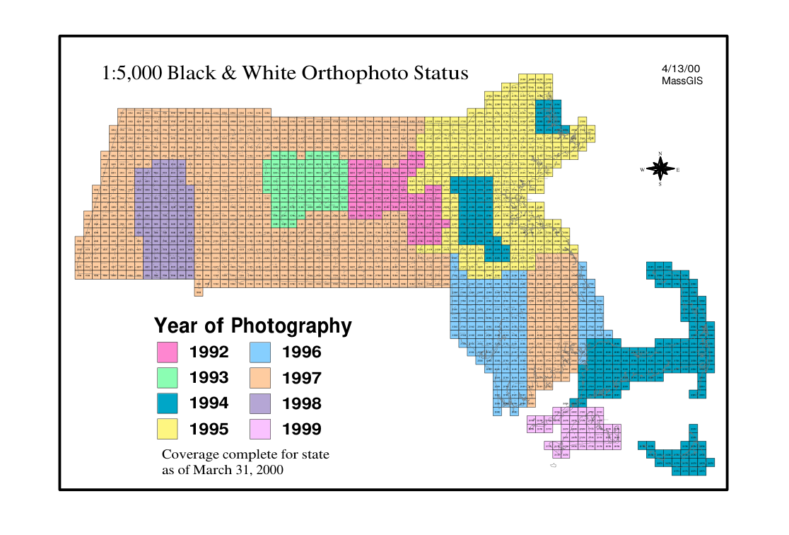 MassGIS flight-status map establishes the Vineyard image year as 1999